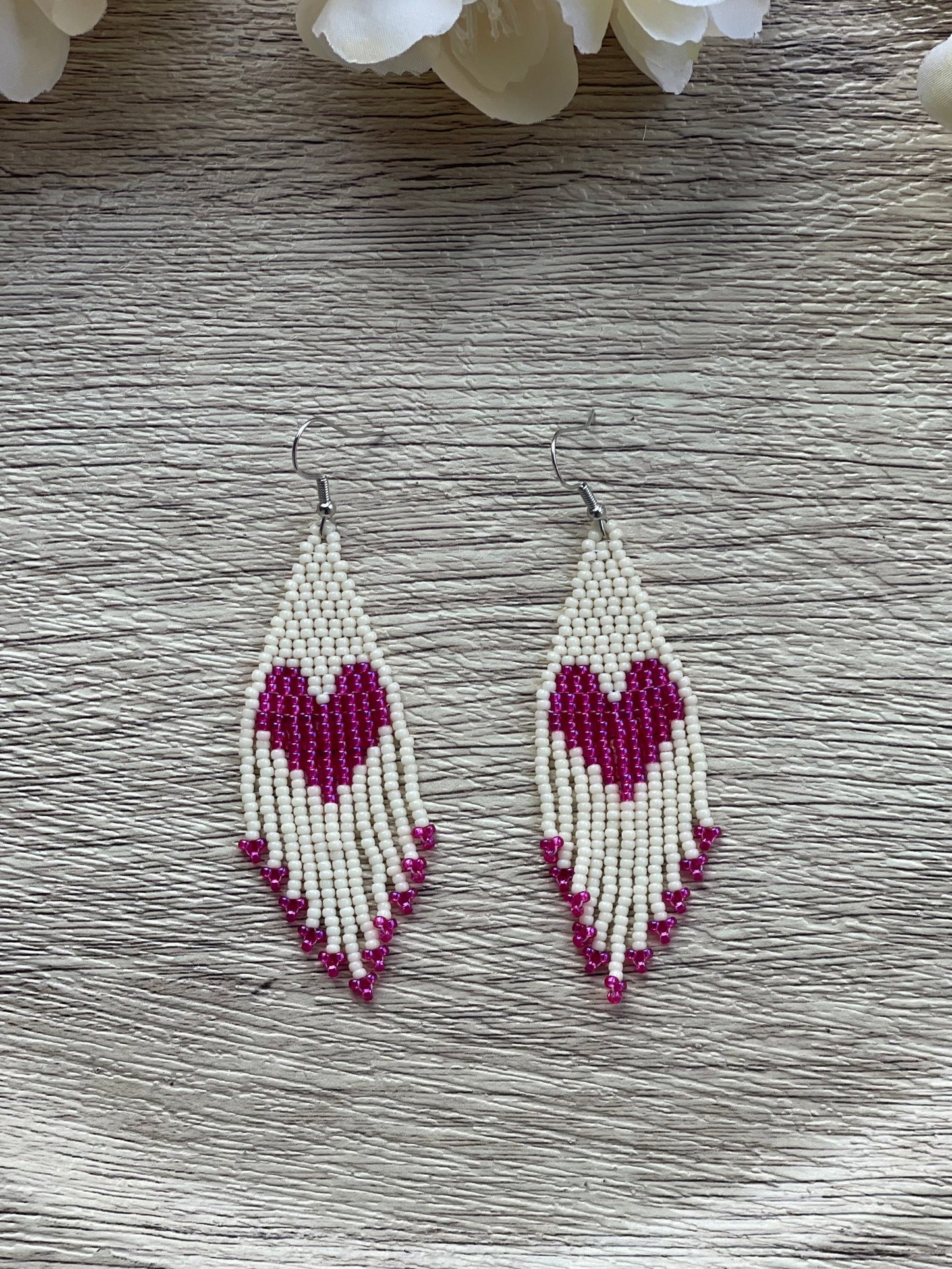 Fuschia Pink Heart Earrings