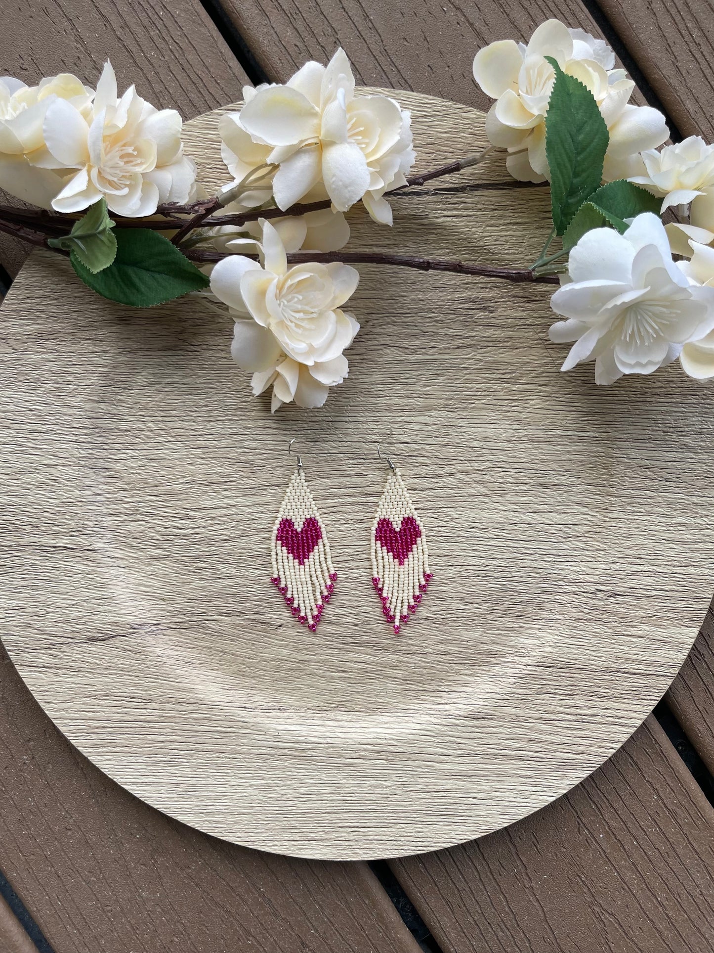 Fuschia Pink Heart Earrings