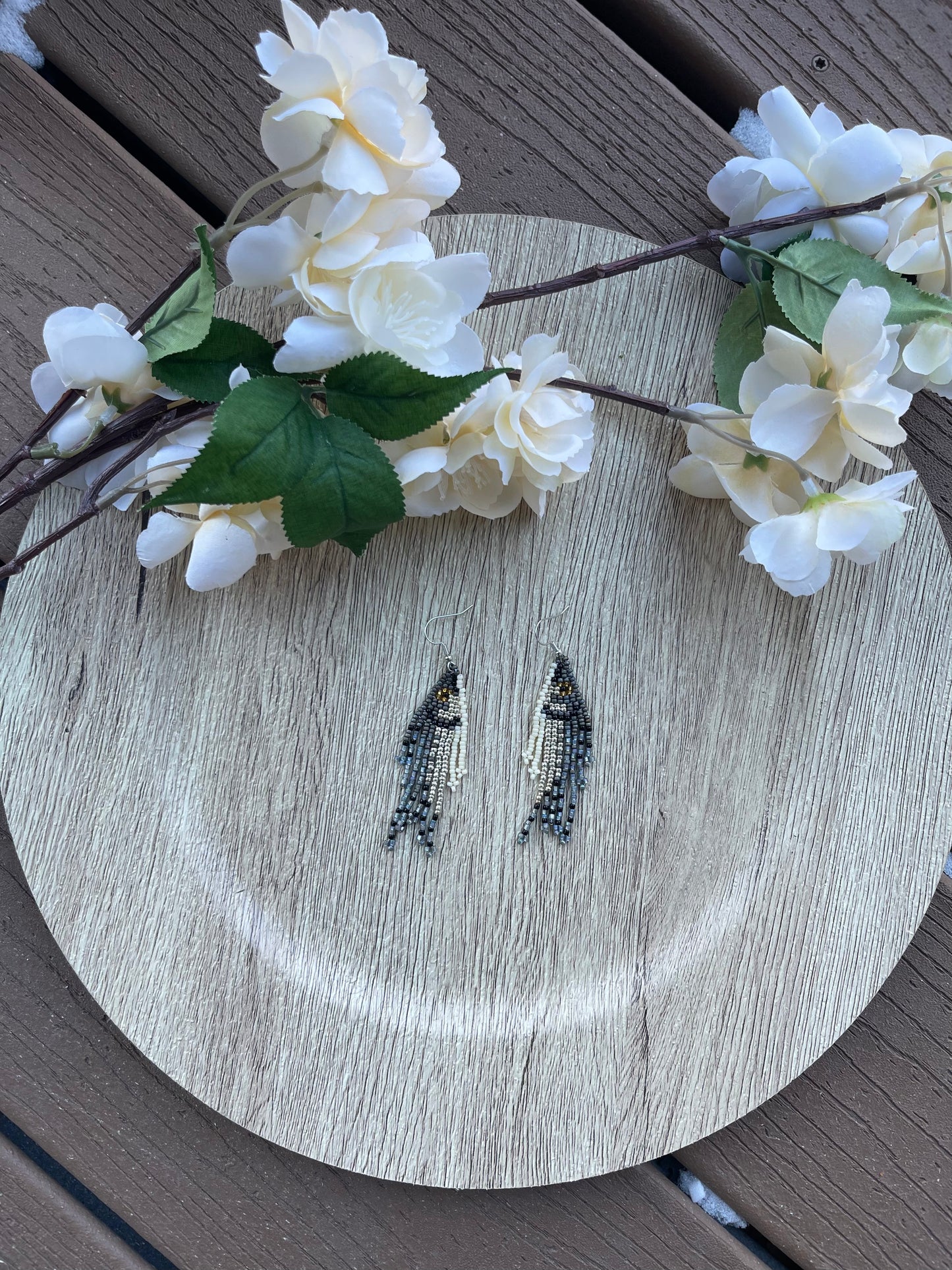 Short Silver Salmon Earrings